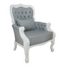 Poltrona Imperador Capitonê Madeira Maciça Branco e Linho Cinza Soberati - 1