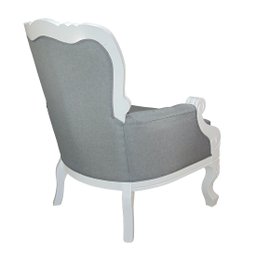 Poltrona Imperador Capitonê Madeira Maciça Branco e Linho Cinza Soberati - 4