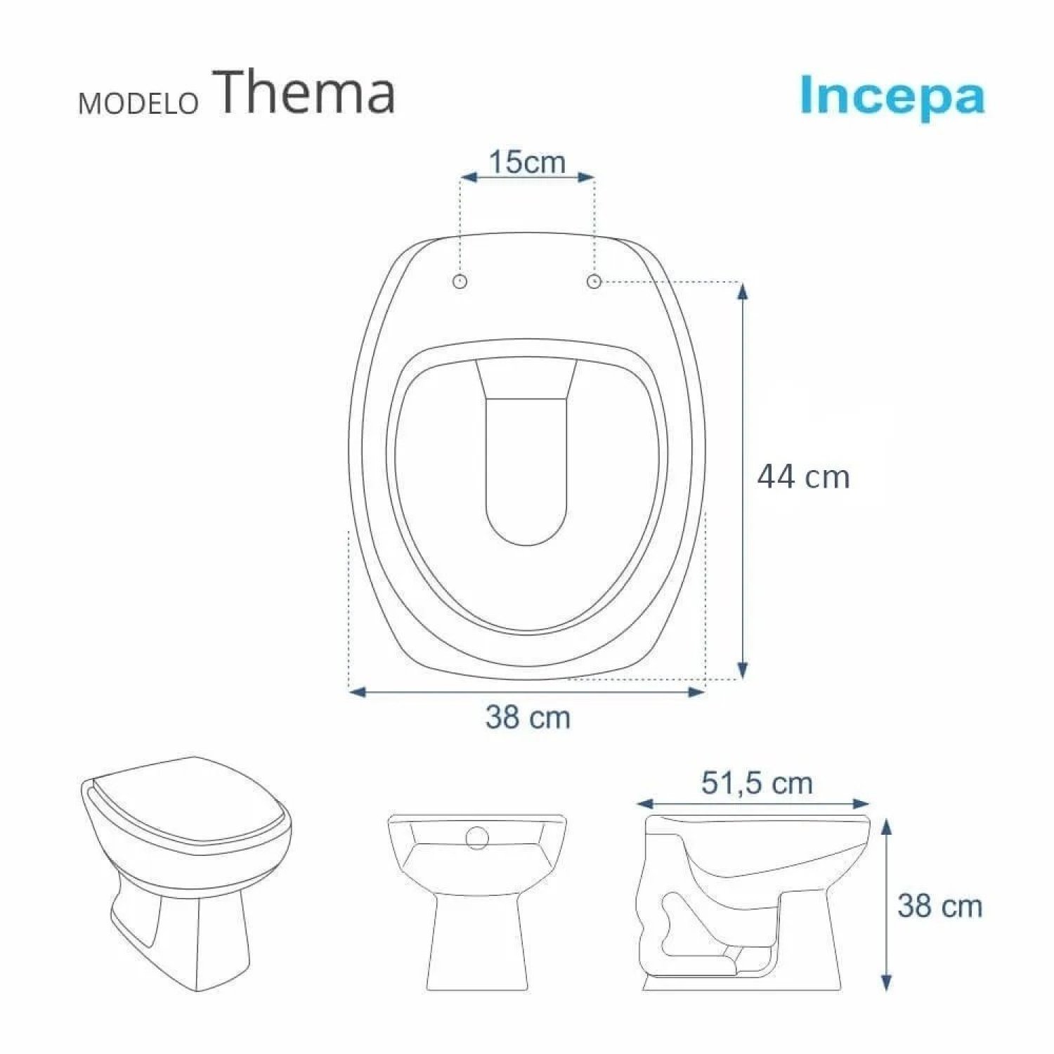 Assento Sanitário Poliéster para Louça Sedile Thema (incepa) Aço - 2