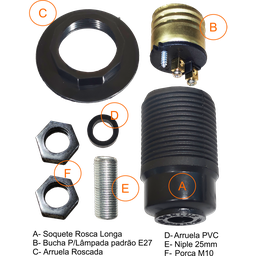 Kit 5 Reparos para Lustre Antigo Soquete Padrão E-27 Preto - 2