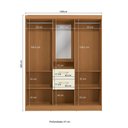 Ver imagem 3 de Guarda-roupa 4 Portas de Bater com Espelho Kappesberg Canela/off White 160cm