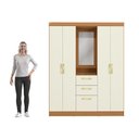 Ver mais imagens de Guarda-roupa 4 Portas de Bater com Espelho Kappesberg Canela/off White 160cm