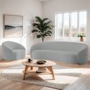 Ver imagem 2 de Kit Sofá 3 Lugares 200cm e Poltrona Orgânica Luxo Recepção Amore Bouclé - Adj Decor