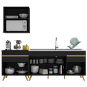 Ver imagem 6 de Armário de Cozinha Compacta 220cm Veneza Multimóveis V2075 Preto/dourado
