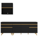 Ver imagem 7 de Armário de Cozinha Compacta 220cm Veneza Multimóveis V2075 Preto/dourado