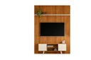 Ver imagem 1 de Home Theater Painel com Bancada para TV até 55 Polegadas 136cm 2 Portas Panorama Cinamomo/Off White