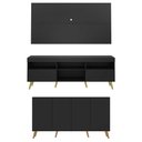 Ver imagem 6 de Conjunto Sala de Estar Rack + Painel TV 65" e Aparador Retrô Sofia Multimóveis Preto/Natural