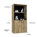 Ver imagem 2 de Armário Alto Estante com 02 Portas 161,5x80x42cm Wlae80 Carvalho - Preto
