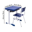 Ver imagem 2 de Kit Escolar Individual Azul Mesa e Cadeira Juvenil 06 a 09 Anos