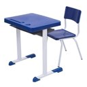 Ver imagem 1 de Kit Escolar Individual Azul Mesa e Cadeira Juvenil 06 a 09 Anos