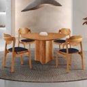 Ver imagem 1 de Conjunto Mesa de Jantar Helena Tampo Organico Laminado 4 Cadeiras Celeste Gold Marrom/Preto/Imbuia