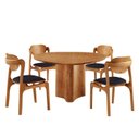 Ver imagem 2 de Conjunto Mesa de Jantar Helena Tampo Organico Laminado 4 Cadeiras Celeste Gold Marrom/Preto/Imbuia