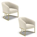 Ver imagem 1 de Kit 2 Poltronas Stella Bouclê Bege Base Metálica Industrial Dourado - D'Rossi