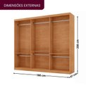 Ver imagem 3 de Guarda-Roupa Casal 100% MDF 3 Portas de Correr com Espelho Chile Marrom/Marromle