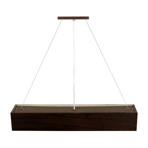 Pendente Madeira Retângular T8 124x13xh130cm - 2 Luzes G12 - Málaga