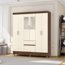 Ver imagem 1 de Guarda Roupa Casal Abruzzo 6 Portas de Bater 2 com Espelhos 2 Gavetas Nogueira/offwhite G98 - Gran B