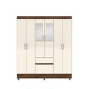 Ver imagem 2 de Guarda Roupa Casal Abruzzo 6 Portas de Bater 2 com Espelhos 2 Gavetas Nogueira/offwhite G98 - Gran B