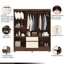 Ver imagem 3 de Guarda Roupa Casal Abruzzo 6 Portas de Bater 2 com Espelhos 2 Gavetas Nogueira/offwhite G98 - Gran B