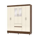 Ver imagem 7 de Guarda Roupa Casal Abruzzo 6 Portas de Bater 2 com Espelhos 2 Gavetas Nogueira/offwhite G98 - Gran B