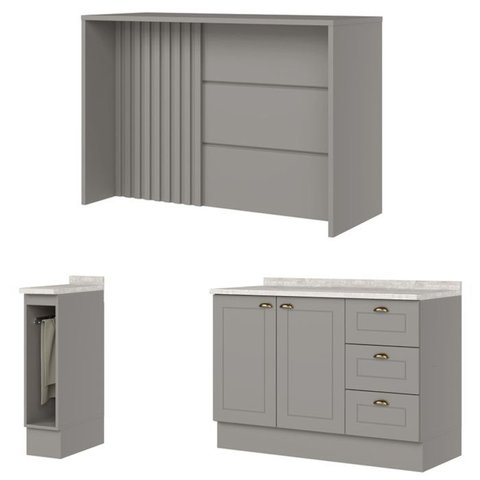 Bancada e Balcao Gourmet 146 Cm Ce817 Americana Cinza Calcare Henn