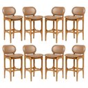 Ver imagem 1 de Kit 8 Banquetas Alta Estofada Rafine Madeira Castanho Impermeável Marrom