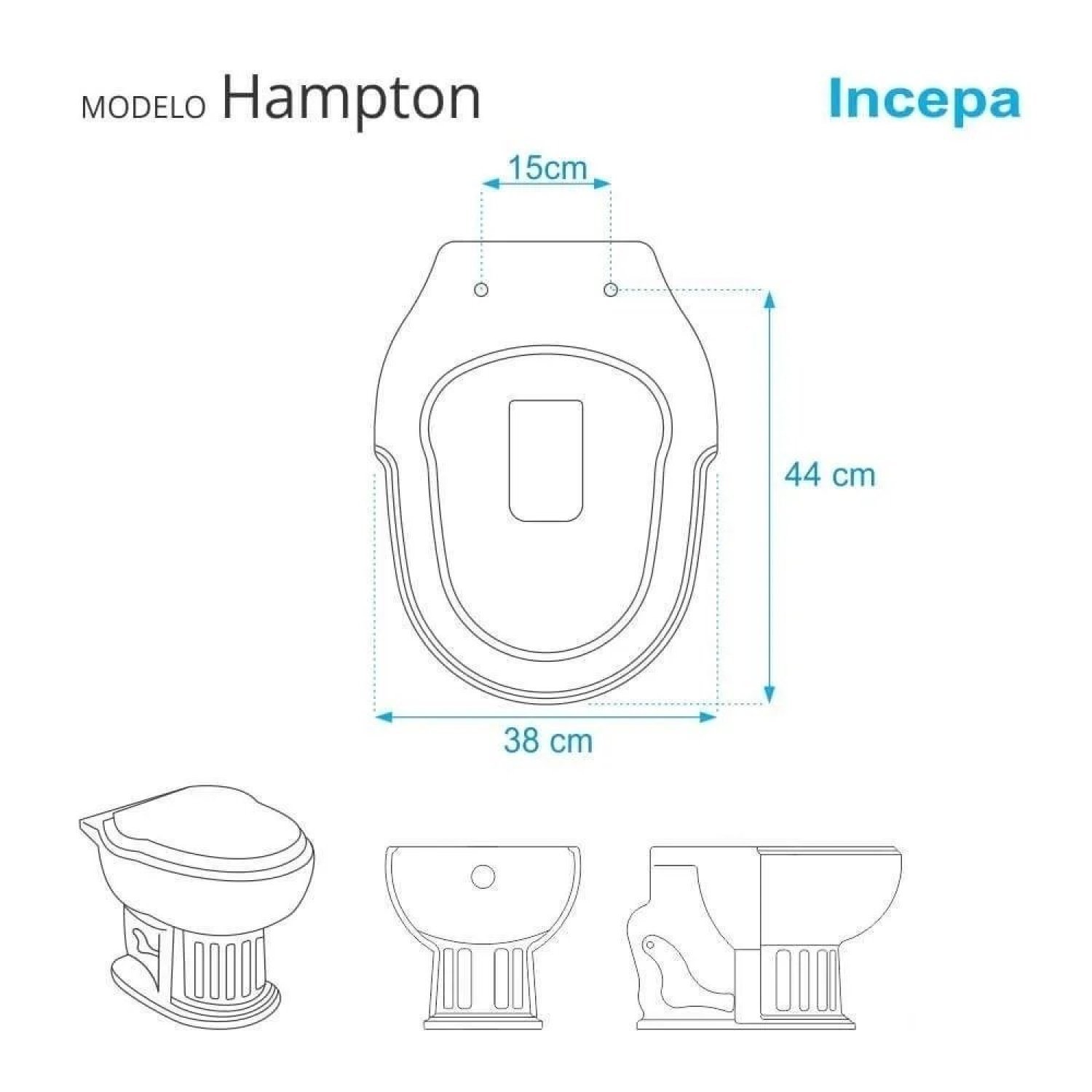 Assento Sanitário Poliéster para Louça Sedile Hampton (incepa) Aço - 2