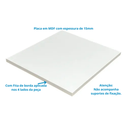 01 Un Chapa 15mm Madeira Mdf 60x60cm Placa Prateleira Branco Cód.1300 - 2