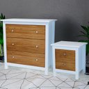 Ver imagem 1 de Cômoda para Quarto 5 Gavetas Madeira Maciça Amélia Branco/Pinus Cera
