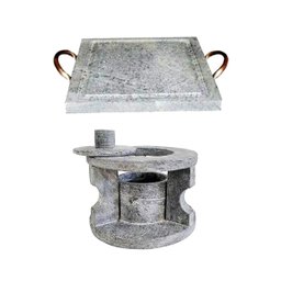 Fogareiro Réchaud P e Chapa Quadrada 20x20cm Pedra Sabão - 1