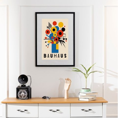 Quadro Arte Bauhaus Flores - 60x48cm:moldura Preta