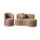 Ver imagem 2 de Conjunto 01 Poltrona + Sofá Curvo Orgânico Nature Gaia Boucle Cappuccino - Montanaris Decor