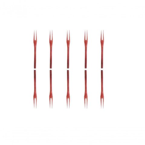 Kit 10 Peças Garfo Petisco Grande de Pau Madeira 22 Cm
