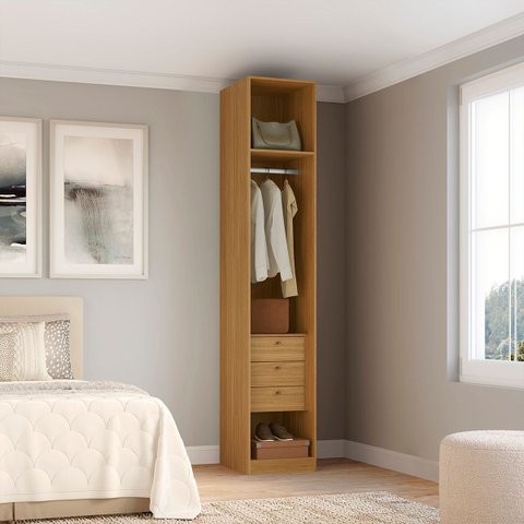 Closet Modulado sem Portas com Gavetas 45cm Altezza Belmax:freijó