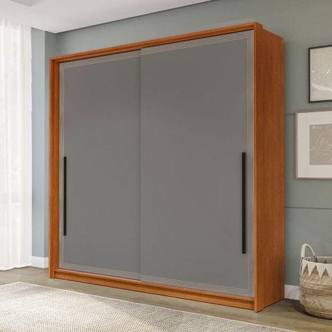 Guarda-roupa Casal Valência 2 Portas 2 Gavetas Freijó/cinza - Politorno