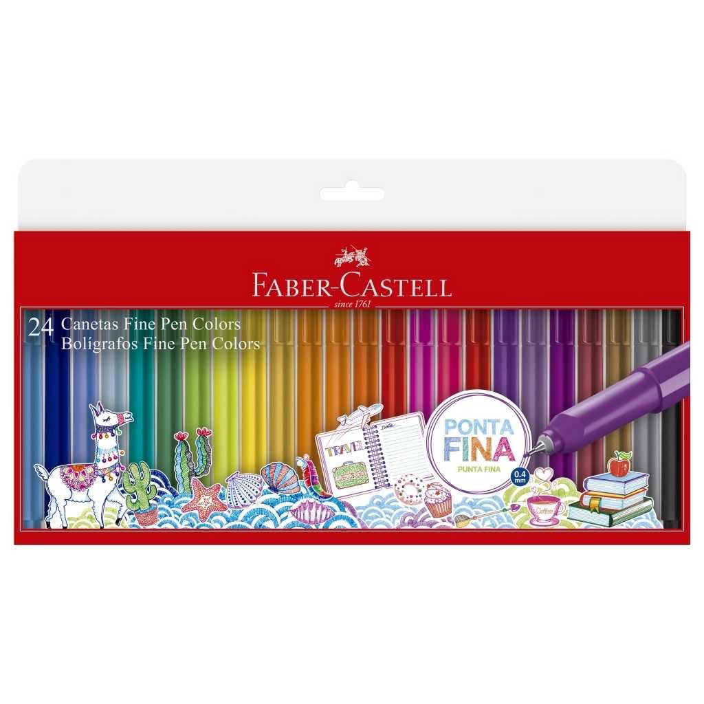 Caneta 0.4 Finepen C/24 Cores Faber Castell