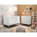 Ver imagem 1 de Kit Quarto Infantil com Pés Retrô Mel – Berço Mini Cama Noah + Cômoda Boom 4 Gavetas - Branco Abra C