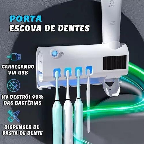 Suporte Elétrico Esterilizador Escovas de Dente Led Branco - 4