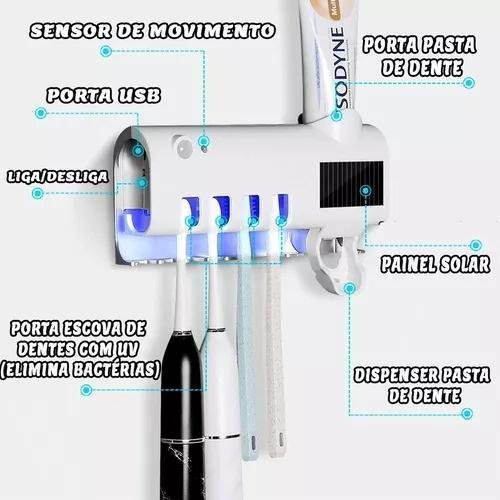 Suporte Elétrico Esterilizador Escovas de Dente Led Branco - 5