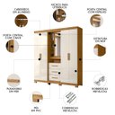 Ver imagem 3 de Guarda Roupa Casal 195cm com Espelho Cieza Freijó/off Z17 - Mpozenato