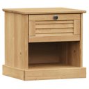 Ver imagem 2 de Mesa Cabeceira 1 Gaveta Nicho Madeira de Pinus Maciça Bege