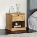 Ver imagem 1 de Mesa Cabeceira 1 Gaveta Nicho Madeira de Pinus Maciça Bege