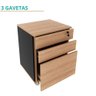 Gaveteiro de Arquivos para Escritório 3 Gavetas com Chave e Rodízios Me4148 Amêndoa-preto - 5