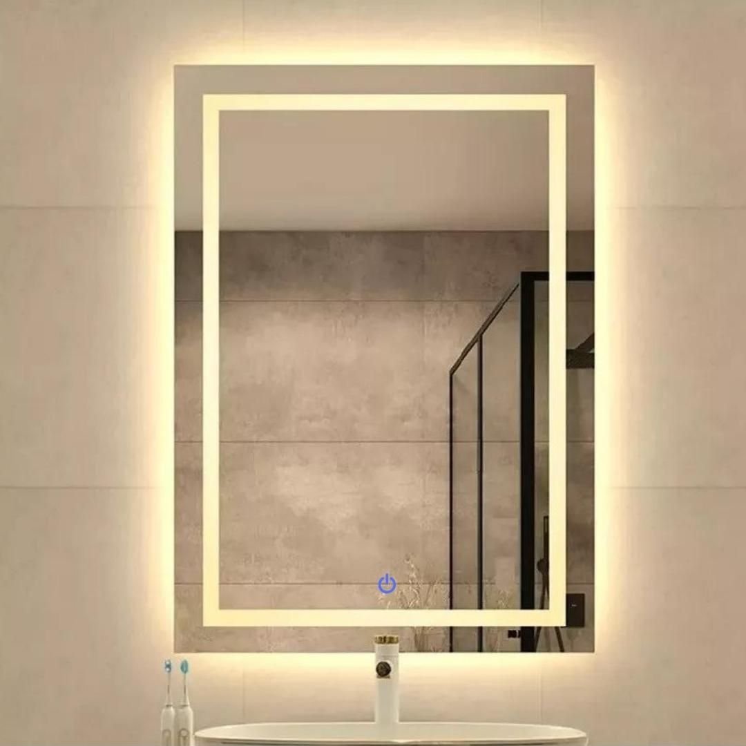 Espelho Led Jateado Iluminado 50x70cm Touch-screen 3000k Branco Quente - 1