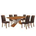 Ver imagem 2 de Mesa de Jantar Yasmin 180 cm Tampo MDF Laminado Canto Copo com 6 Cadeiras Aline