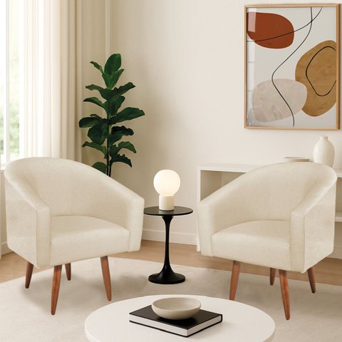 Kit 2 Poltronas Decorativa Jade Design Moderno Sala de Estar Quarto Escritório Confortável Luxo Pés 