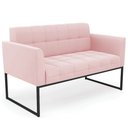 Ver imagem 1 de Sofá Namoradeira Base Industrial Preto Ana Suede Rosa Bebê - Ibiza
