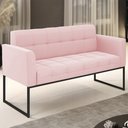 Ver imagem 2 de Sofá Namoradeira Base Industrial Preto Ana Suede Rosa Bebê - Ibiza