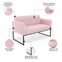 Ver imagem 3 de Sofá Namoradeira Base Industrial Preto Ana Suede Rosa Bebê - Ibiza