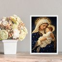 Ver imagem 2 de Quadro Maria Menino Jesus - Manto Estrelas 24x18cm - com Vidro:moldura Preta