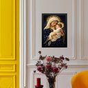 Ver imagem 1 de Quadro Maria Menino Jesus - Manto Estrelas 24x18cm - com Vidro:moldura Preta